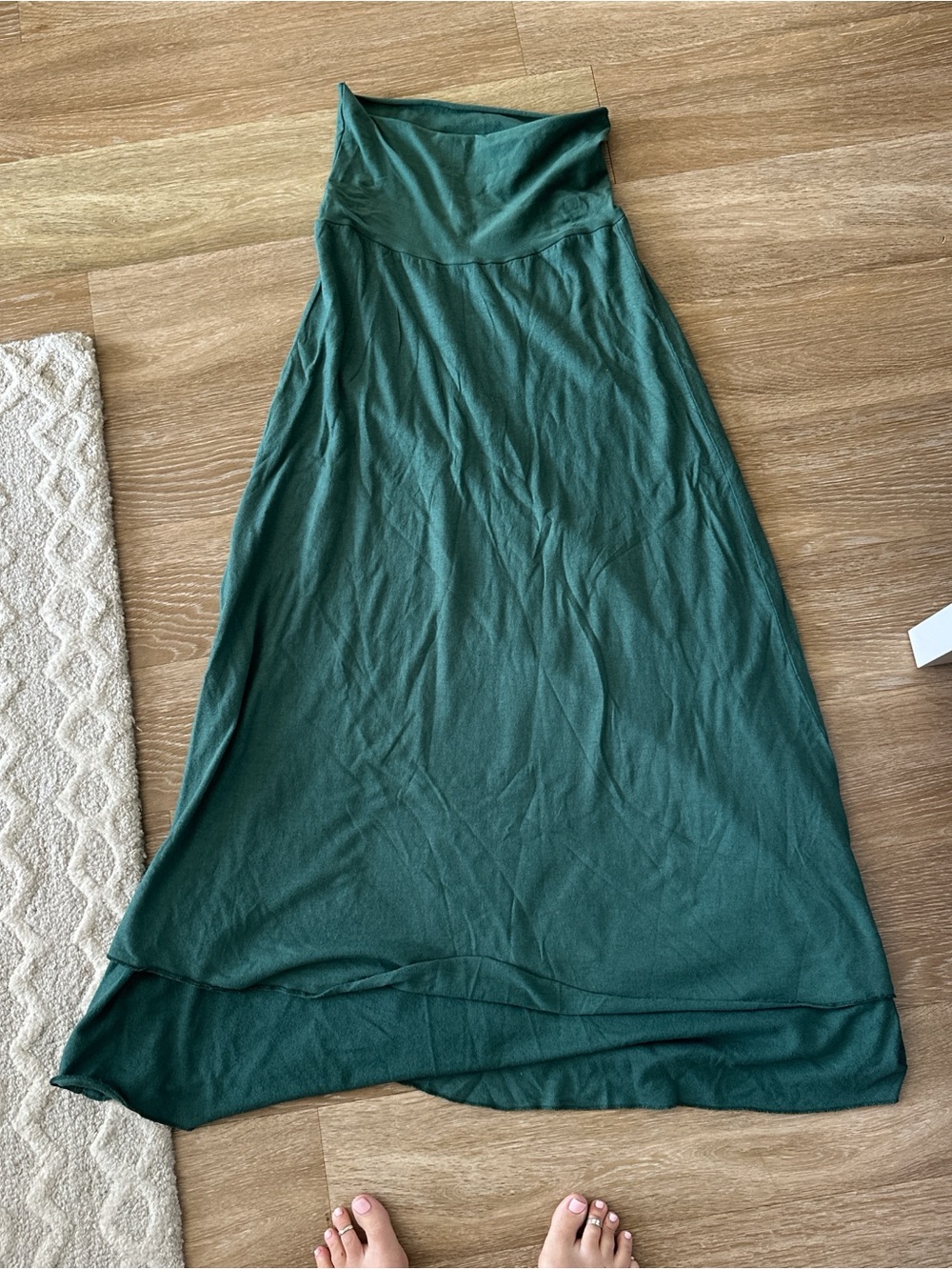 Fold-Over Waist Dark Green Maxi Skirt- NWOT - Picture 4 of 4